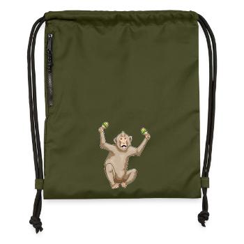Monkey Musician Rattle Music - Gymsac made from recycled material - military green - Front