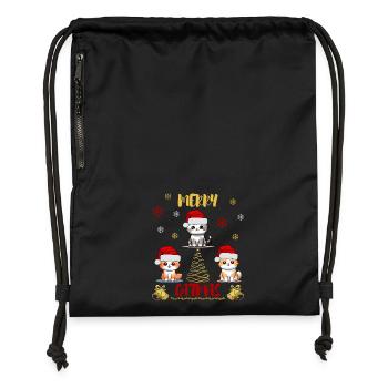 Merry Catmas Cat Lover Funny Cute - Gymsac made from recycled material - black - Front