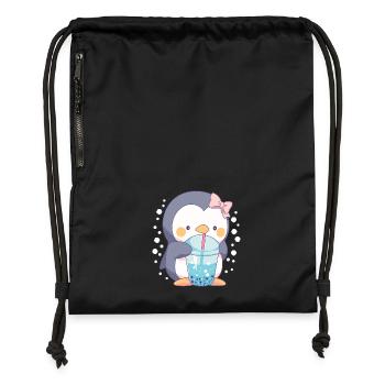 Kawaii Pinguin trinkt Boba Bubble Tea Chibi - Turnbeutel aus Recycling-Material - military Green - Vorne