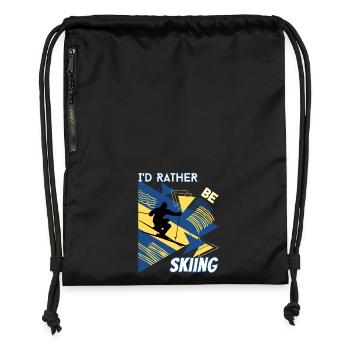 I'd Rather Ski - Ski Winter Sports Skier - Gymsac made from recycled material - black - Front