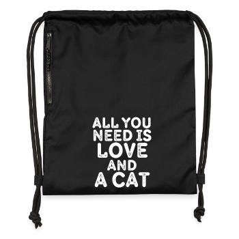All you need is love and a cat - Gymsac made from recycled material - military green - Front