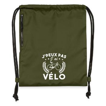 Ich kann kein Fahrrad haben - Turnbeutel aus Recycling-Material - military Green - Vorne
