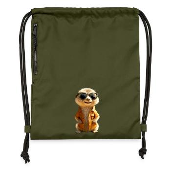 Lunettes de soleil suricate mignon amant de surikate - Sac à cordon en polyester recyclé - military green - Devant