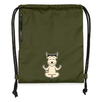 Yoga - Berger de Picardie Hund Motiv - Turnbeutel aus Recycling-Material - military Green - Vorne