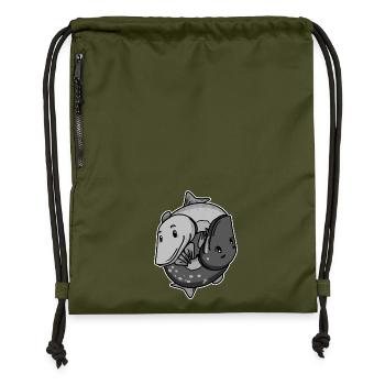 Yin Yang Pike Fish - Gymsac made from recycled material - military green - Front