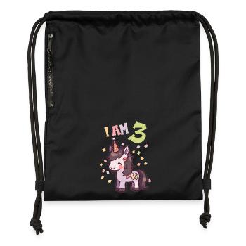 J'ai 3 ans Chevaux Cheval 3ème anniversaire - Sac à cordon en polyester recyclé - noir - Devant