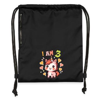 J'ai 3 ans Chevaux Cheval 3ème anniversaire - Sac à cordon en polyester recyclé - noir - Devant