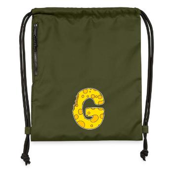 Buchstabe G - Anfangsbuchstabe G - Käse Motiv - Turnbeutel aus Recycling-Material - military Green - Vorne