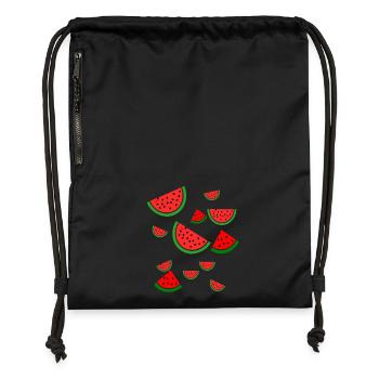 Melon pastèque - Sac à cordon en polyester recyclé - noir - Devant