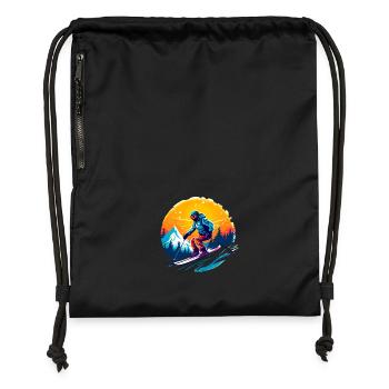 Équipe de ski Skieur École de ski Ski Équipe de ski - Sac à cordon en polyester recyclé - noir - Devant