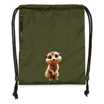 Suricates, Amoureux Des Animaux, Doux, Surikate, Mangouste - Sac à cordon en polyester recyclé - military green - Devant