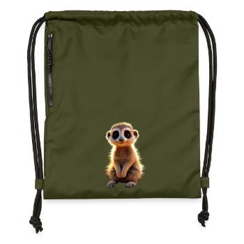 Suricates, Amoureux Des Animaux, Doux, Surikate, Mangouste - Sac à cordon en polyester recyclé - military green - Devant