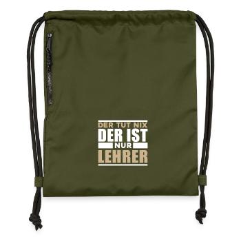 Lehrer Spruch Lusitg - Turnbeutel aus Recycling-Material - military Green - Vorne