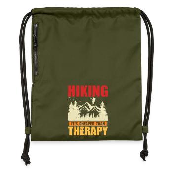 Wandern ist billiger als Therapie - Turnbeutel aus Recycling-Material - military Green - Vorne
