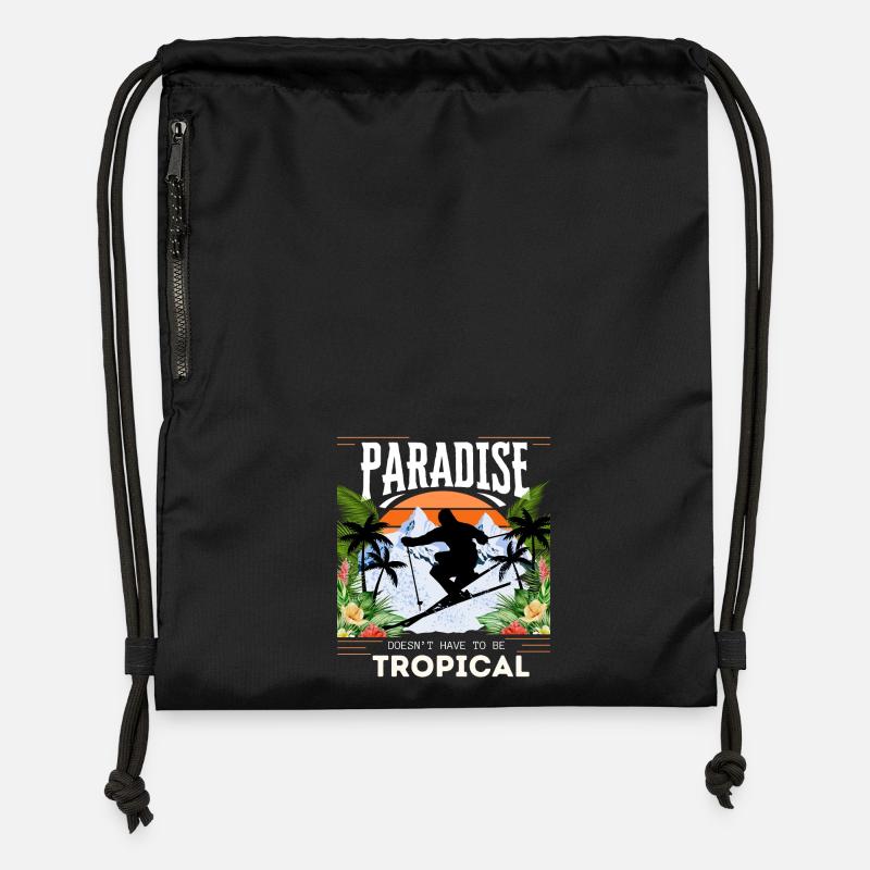 Le paradis n’a pas besoin d’être tropical - Ski - Sac à cordon en polyester recyclé - noir