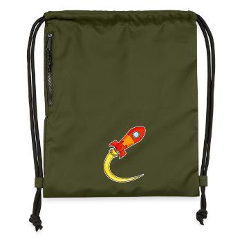 Rocket Motif - Gymsac made from recycled material - military green - Front