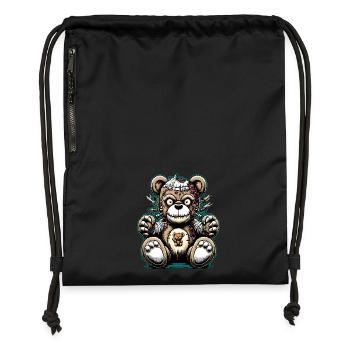 Ours en peluche vintage maman peluche - Sac à cordon en polyester recyclé - noir - Devant