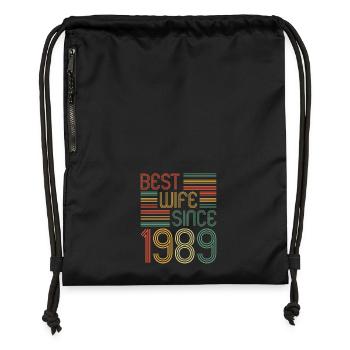 Meilleure épouse depuis 1989 35e anniversaire de mariage - Sac à cordon en polyester recyclé - noir - Devant
