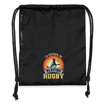 Blague sur le rugby - Sac à cordon en polyester recyclé - noir - Devant