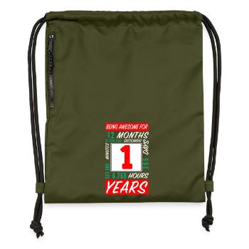 Kinder 1 Jahre Geburtstag Monate Stunden - Turnbeutel aus Recycling-Material - military Green - Vorne
