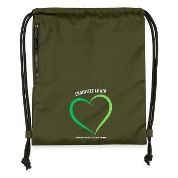 Choisissez le bio Choisissez la nature - Sac à cordon en polyester recyclé - military green - Devant