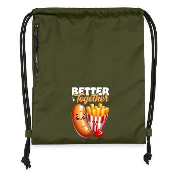 Better Together – Bratwurst Fries Snack - Gymsac made from recycled material - military green - Front