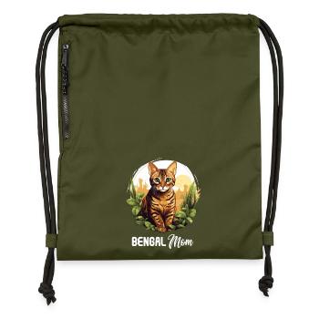 Bengal Cat Bengalkatze - Gymsac made from recycled material - military green - Front