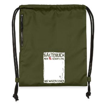 16 Jahre | 16. Geburtstag | Lustiges Gästebuch - Turnbeutel aus Recycling-Material - military Green - Vorne