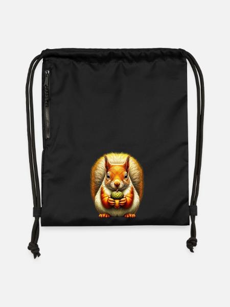 Eichhörnchen - Turnbeutel aus Recycling-Material - Schwarz