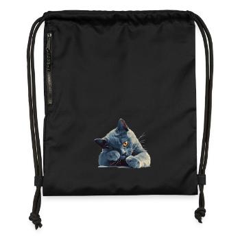Russian Blue Cat Russisch Blau Katze - Gymsac made from recycled material - black - Front