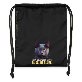 Russian Blue Cat Russisch Blau Katze - Gymsac made from recycled material - black - Front