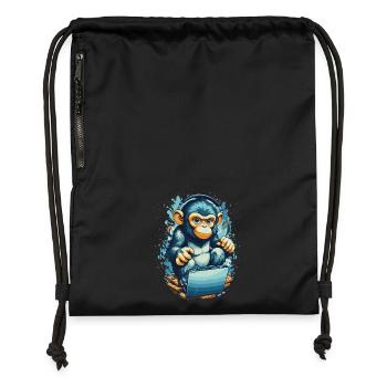 Clever Gaming Monkey - Turnbeutel aus Recycling-Material - Schwarz - Vorne
