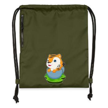 Mug Tigre - Sac à cordon en polyester recyclé - military green - Devant