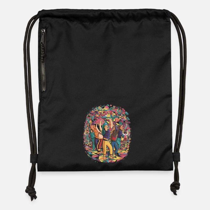 Fête de la Diverité Chromatique - Sac à cordon en polyester recyclé - noir