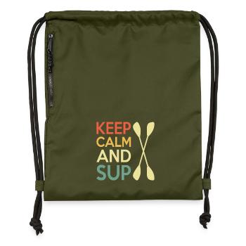 Casual Paddleboard Quote Design - Gymsac made from recycled material - military green - Front