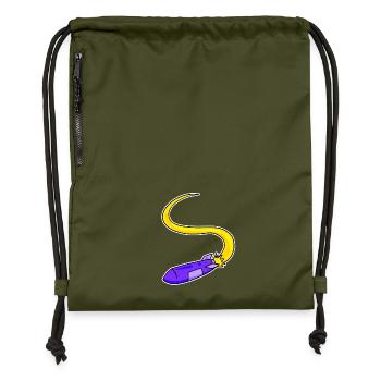 Rocket motif - Gymsac made from recycled material - military green - Front
