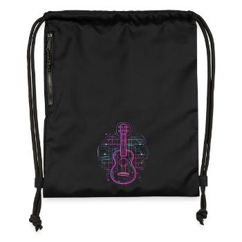 Ukulele Skizze Retro - Turnbeutel aus Recycling-Material - Schwarz - Vorne