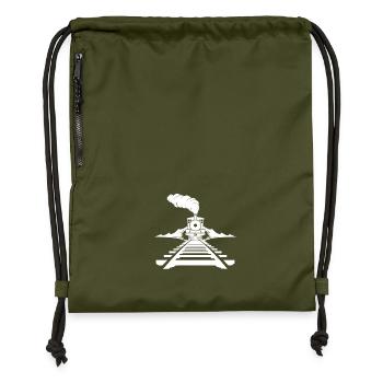 Dessin ferroviaire - Sac à cordon en polyester recyclé - military green - Devant