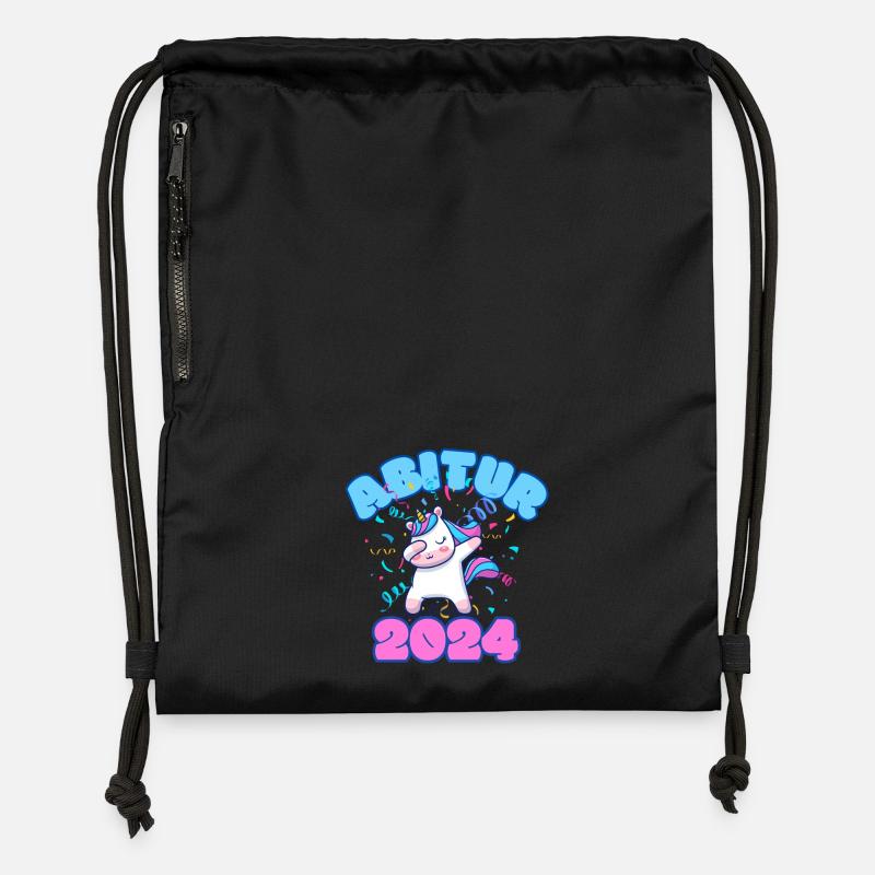 Abitur 2024 : Dabbing licorne pour la remise des diplômes ! - Sac à cordon en polyester recyclé - noir