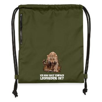 Leoparden Leopard - Gymsac made from recycled material - military green - Front