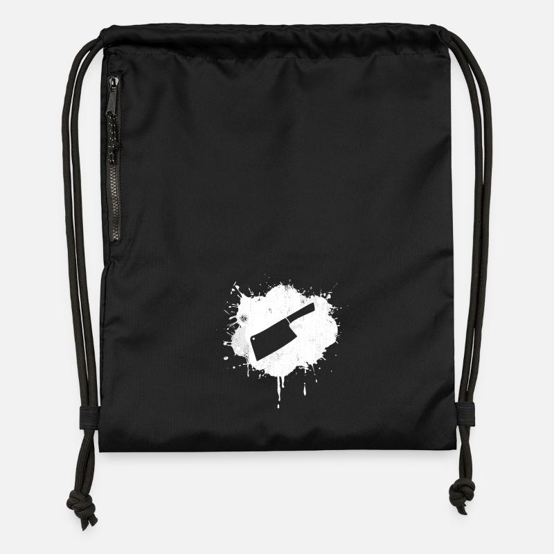 Hackmesser Skizze - Turnbeutel aus Recycling-Material - Schwarz