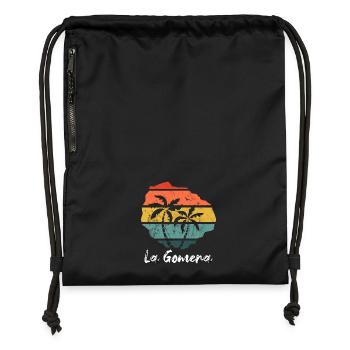 La Gomera Umriss Karte Kanaren retro vintage - Turnbeutel aus Recycling-Material - Schwarz - Vorne