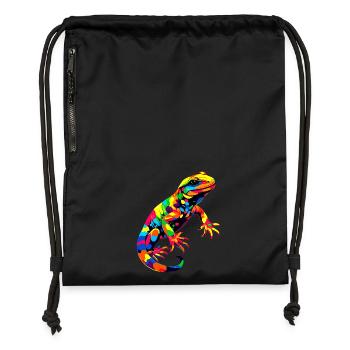 Salamanders, newts, tailed amphibians, fire salamanders - Gymsac made from recycled material - black - Front