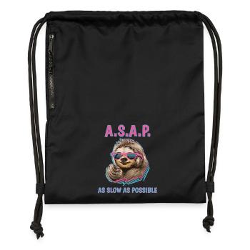 Chill Sloth A.S.A.P. As Slow As Possible Funny - Gymsac made from recycled material - black - Front
