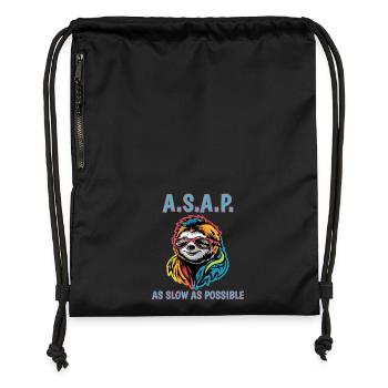 ASAP As Slow As Possible Cool Sloth Fun Quote - Gymsac made from recycled material - black - Front