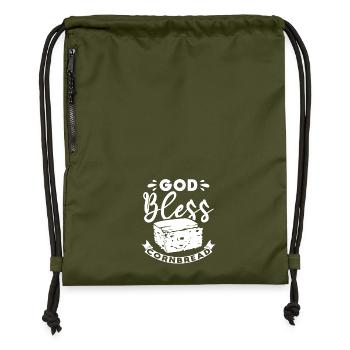 Que Dieu bénisse le pain de maïs - Sac à cordon en polyester recyclé - military green - Devant