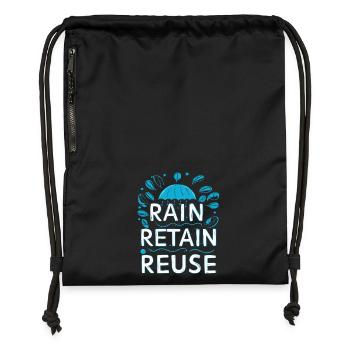Rain Keep Reuse - Gymsac made from recycled material - black - Front
