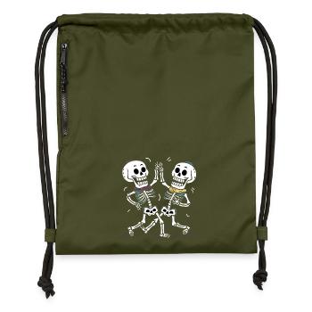 Couples de squelettes dansants avec des foulards colorés - Sac à cordon en polyester recyclé - military green - Devant