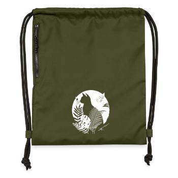 Cats Illustration - Gymsac made from recycled material - military green - Front