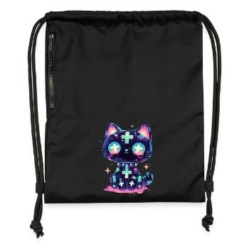 Goth Cat Doll Katze Gothic Puppe Grunge Geschenk - Turnbeutel aus Recycling-Material - Schwarz - Vorne